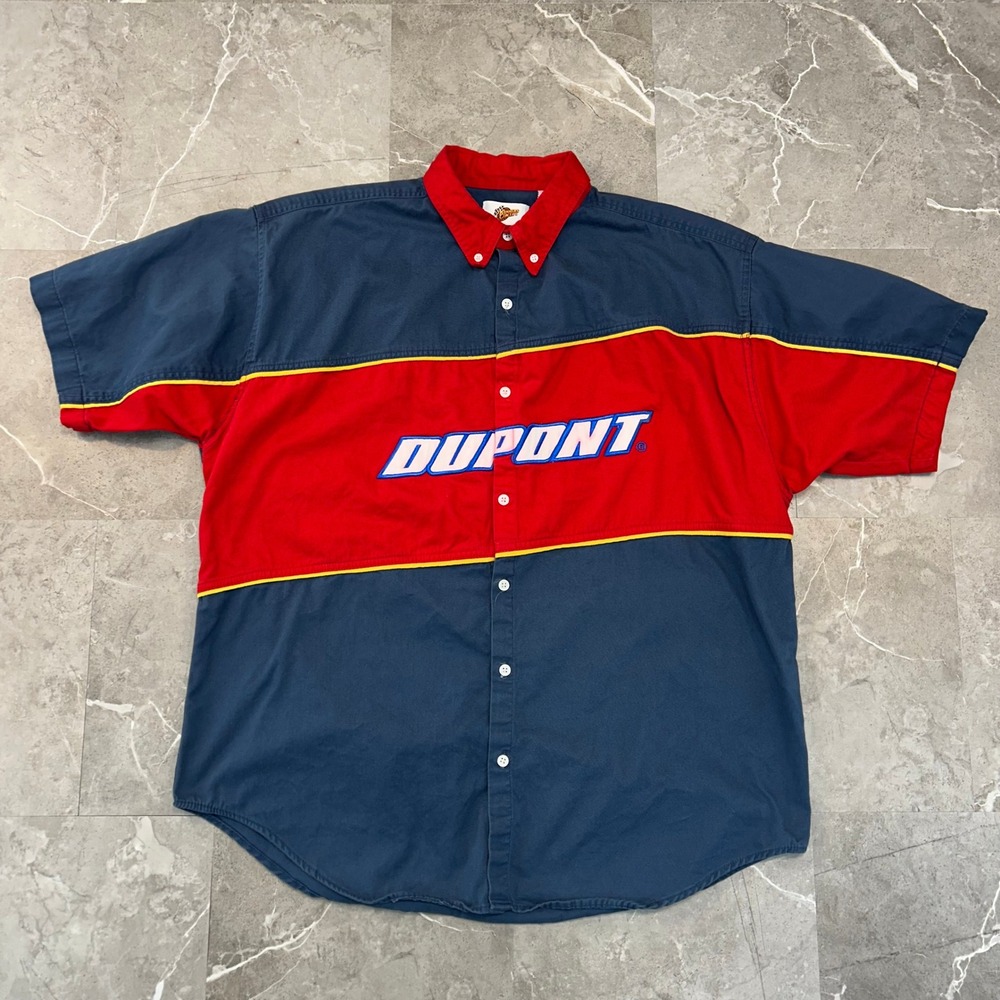 Vintage Nascar Dupont Racing Button Up Shirt Mens XL Jeff Gordon Short Sleeve